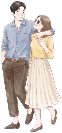 A couple standing close together.