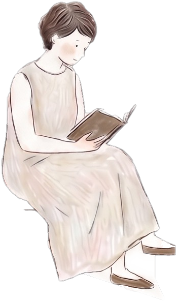 A woman sitting on the red line, reading a book.